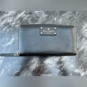 Kate Spade Neda Wellesley Black Zip Around Wallet